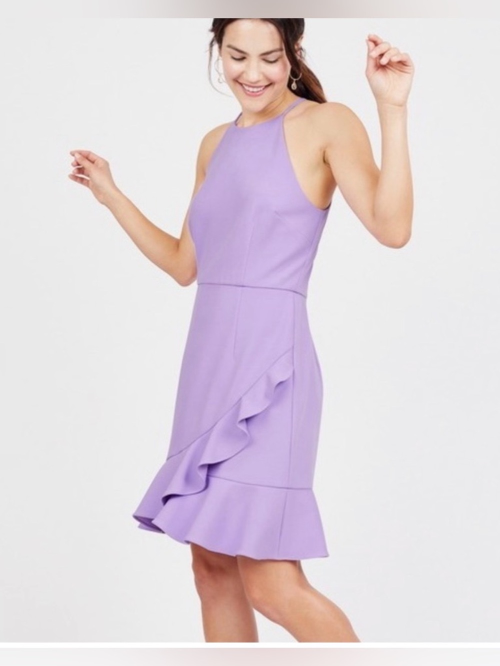 Lavender Halter Ruffle Midi Dress - Picture 4 of 11